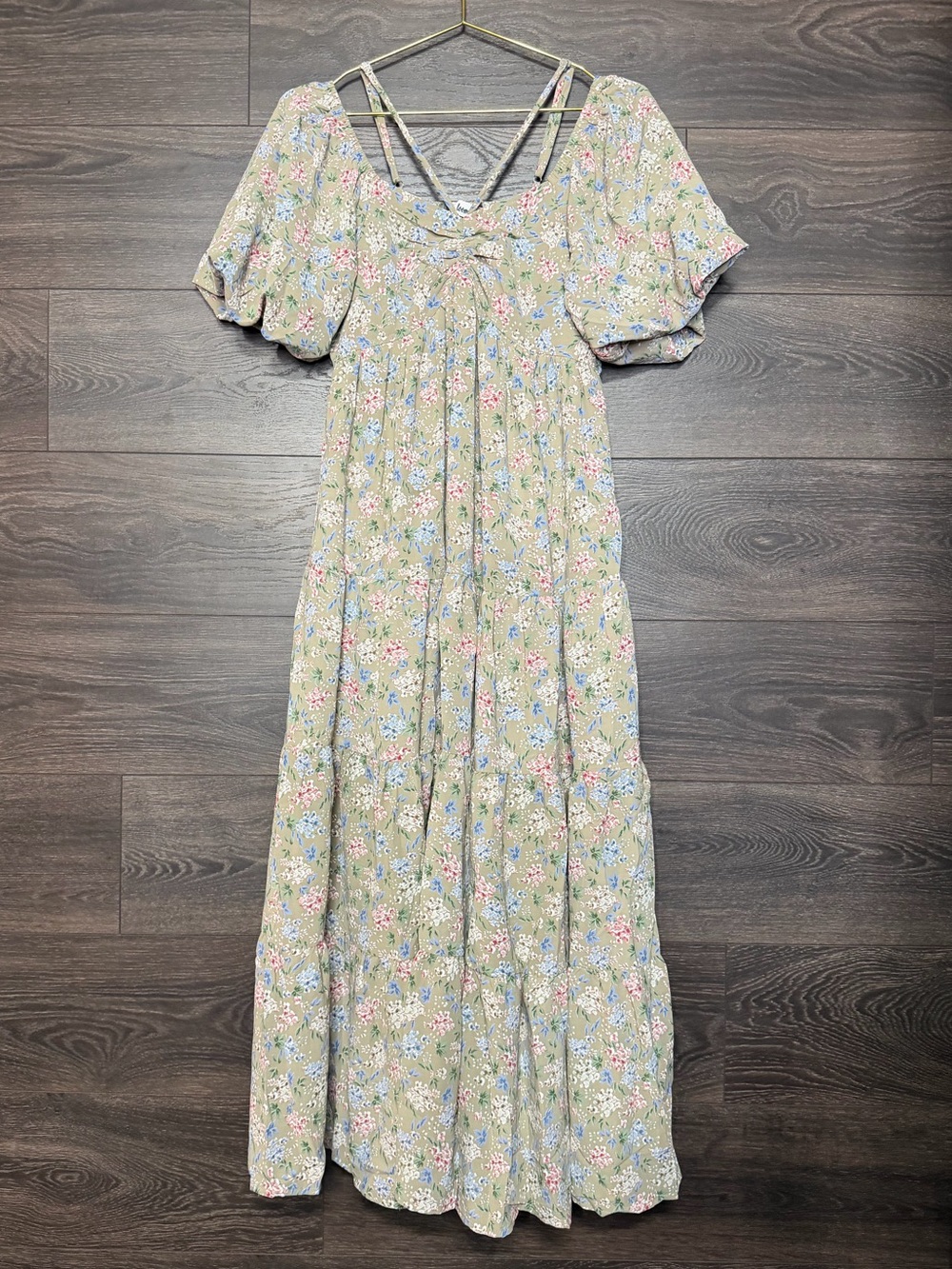In Loom Floral Puff Sleeve Midi Dress Cottagecore Prairie NWT Medium - Picture 4 of 15